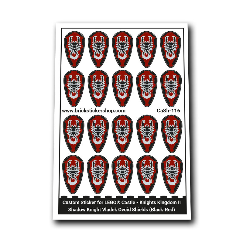 Custom Sticker - Knights Kingdom II - Shadow Knight Vladek Ovoid Shields (Black-Red)