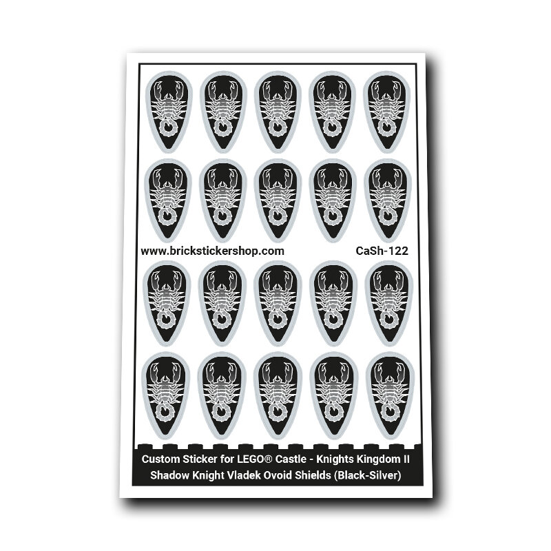 Custom Sticker - Knights Kingdom II - Shadow Knight Vladek Ovoid Shields (Black-Silver)