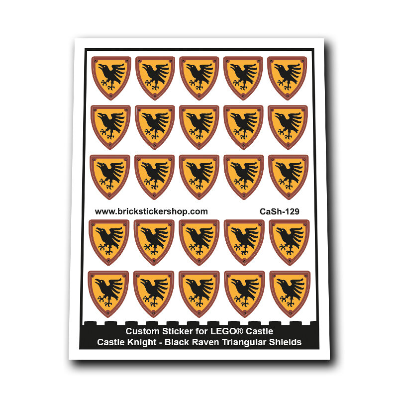 Custom Sticker - Castle Knight - Black Raven Triangular Shields