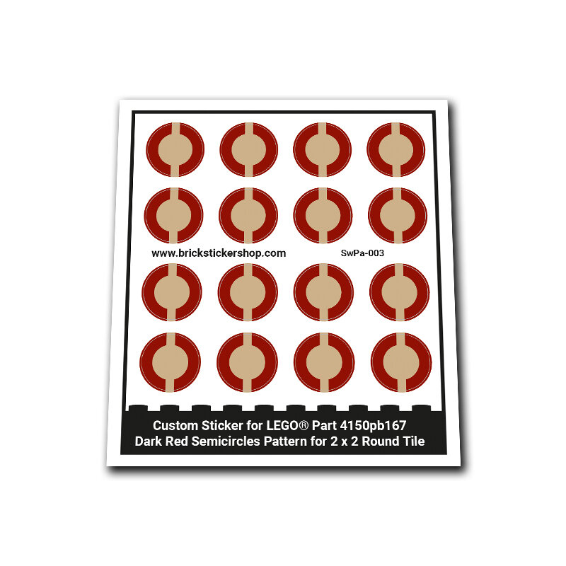 Custom Sticker - Dark Red Semicircles Pattern for 2 x 2 Round Tile