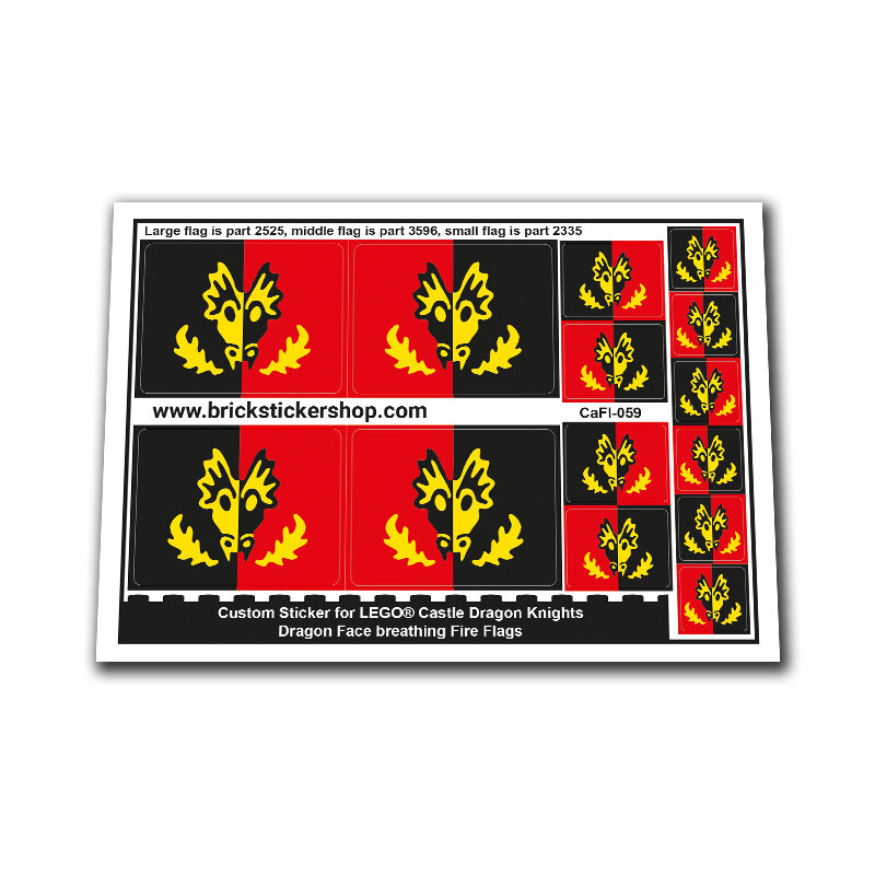 Custom Sticker - Dragon Face breathing Fire Flags