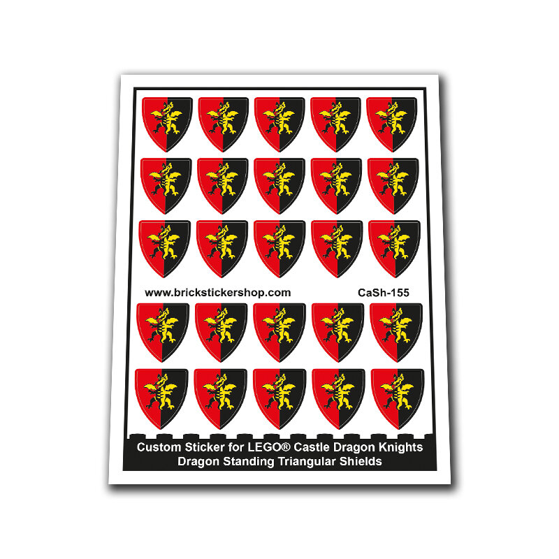 Custom Sticker - Dragon Standing Triangular Shields