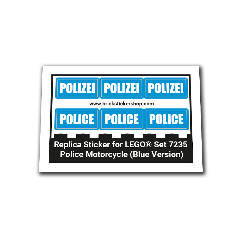 Replica Sticker voor Set 7235 - Police Motorcycle (Blue Version)