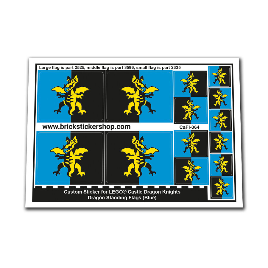 Custom Sticker - Dragon Standing Flags (Blue)