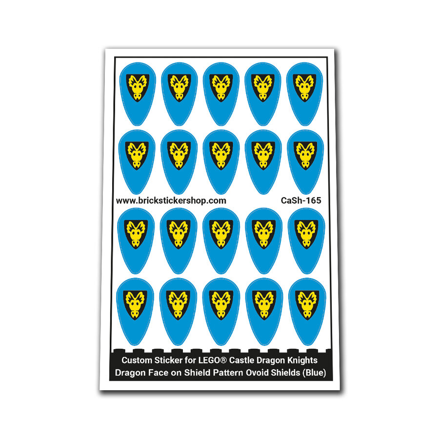 Custom Sticker - Dragon Knights Dragon Face on Shield Ovoid Shields (Blue)