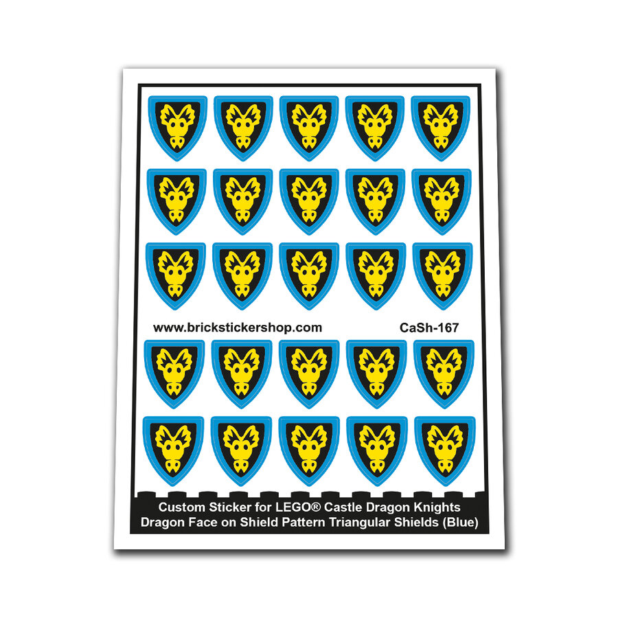 Custom Sticker - Dragon Knights Dragon Face Triangular Shields (Blue)