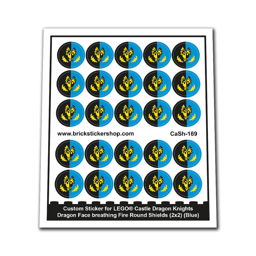 Custom Sticker - Dragon Face breathing Fire Round Shields (2x2)(Blue)