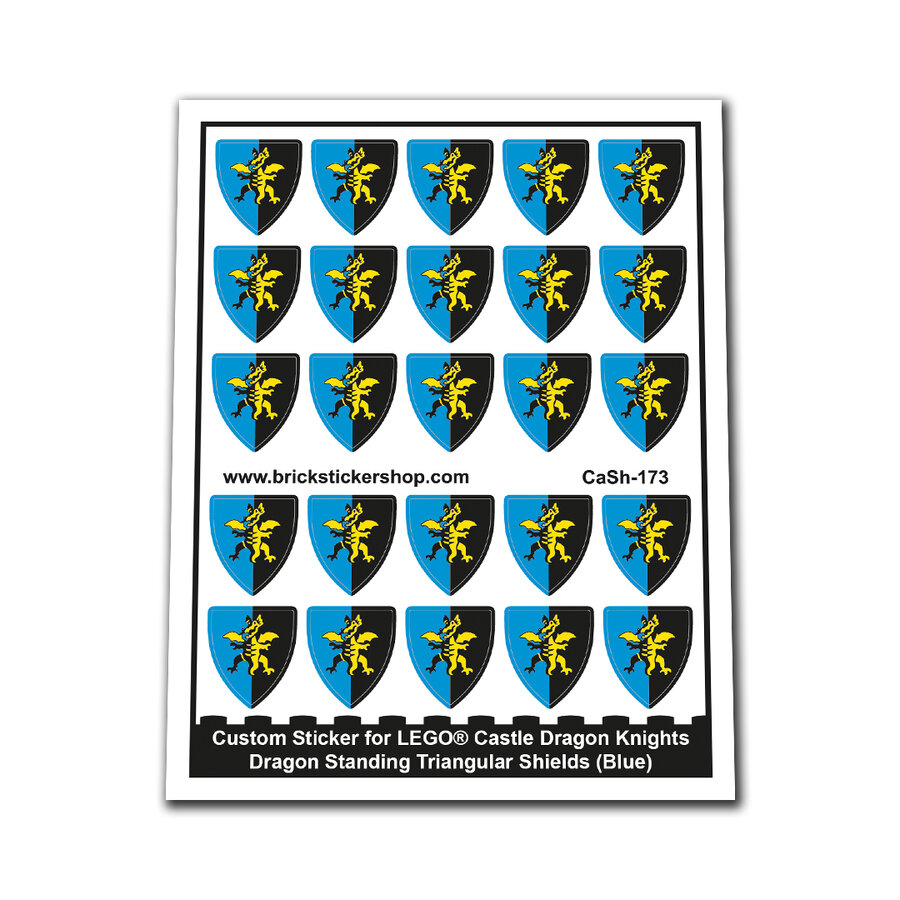 Custom Sticker - Dragon Standing Triangular Shields (Blue)