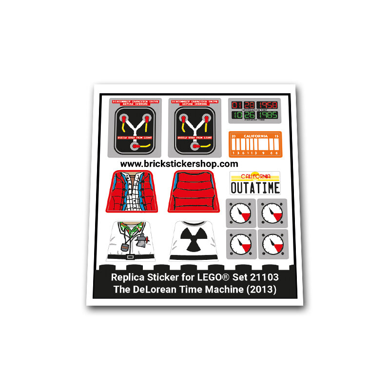 Replacement Sticker for Set 21103 - The Delorean Time Machine