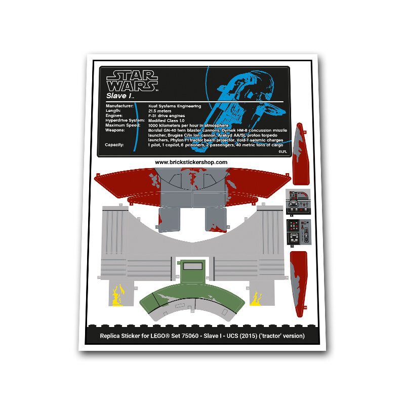 Replica Sticker voor Set 75060 - Slave I (UCS) (&#039;tractor&#039; version)