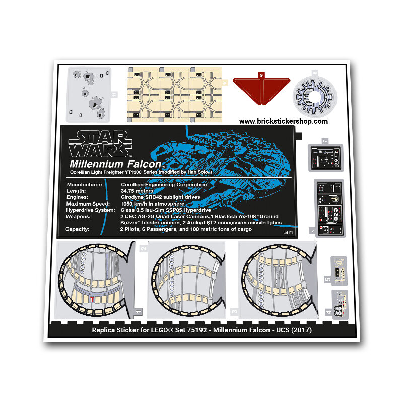 Replacement Sticker for Set 75192 - Millennium Falcon - UCS