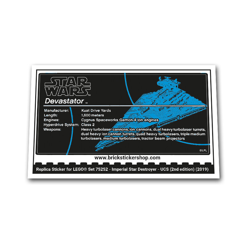 Replacement Sticker for Set 75252 - Imperial Star Destroyer - UCS (2nd edition)