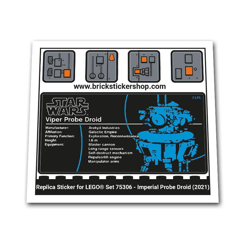 Replica Sticker voor Set 75306 - Imperial Probe Driod