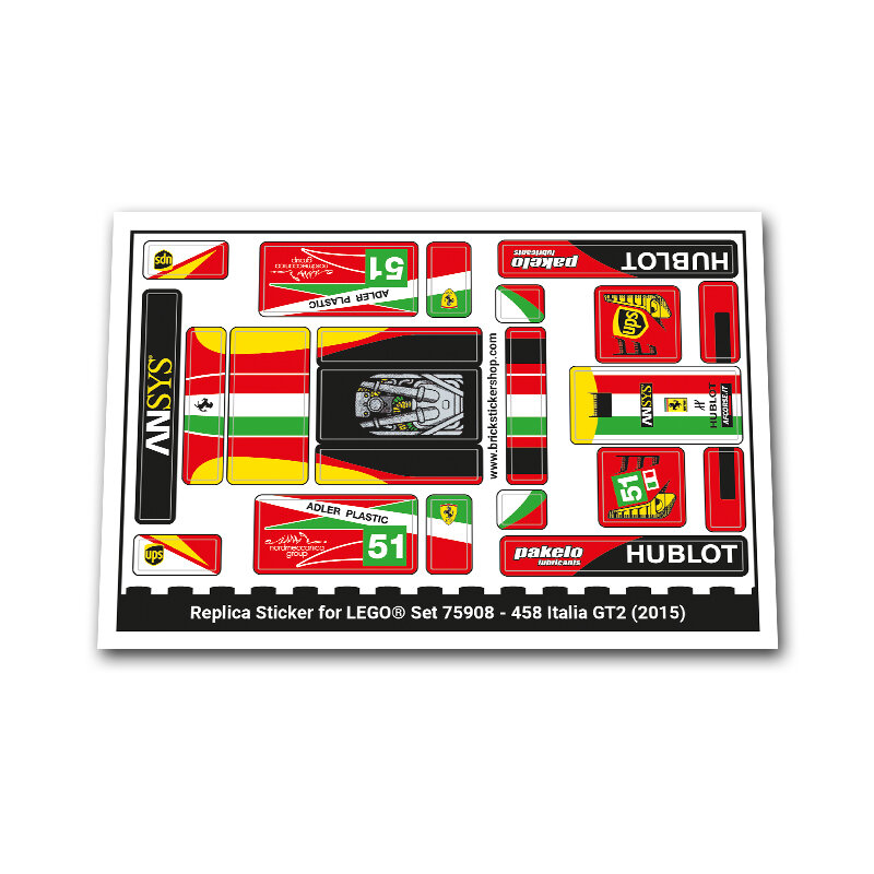 Replacement Sticker for Set 75908 - 458 Italia GT2