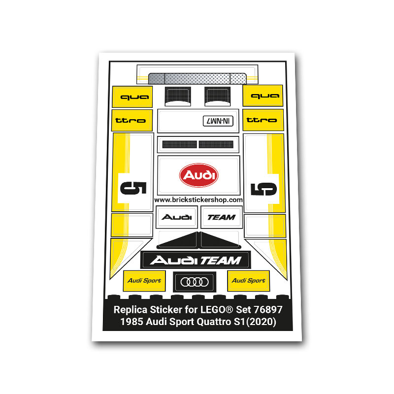 Replica Sticker voor Set 76897 - 1985 Audi Sport Quattro S1