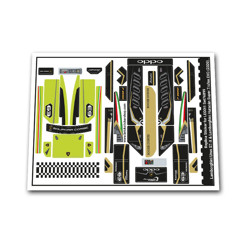 Replica Sticker voor Set 76899 - Lamborghini Urus ST-X &amp; Lamborghini Hurac&aacute;n Super Trofeo EVO