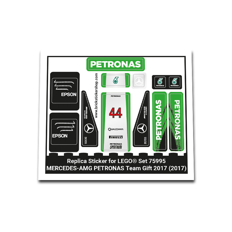 Replica Sticker voor Set 75995 - MERCEDES-AMG PETRONAS Team Gift 2017