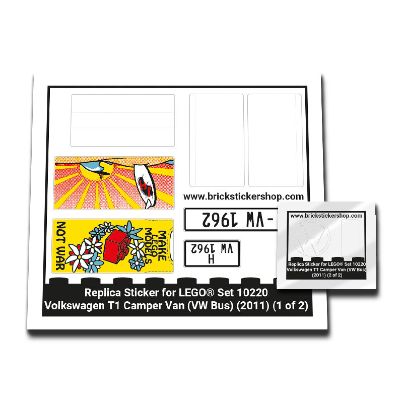 Replica Sticker voor Set 10220 - Volkswagen T1 Camper Van