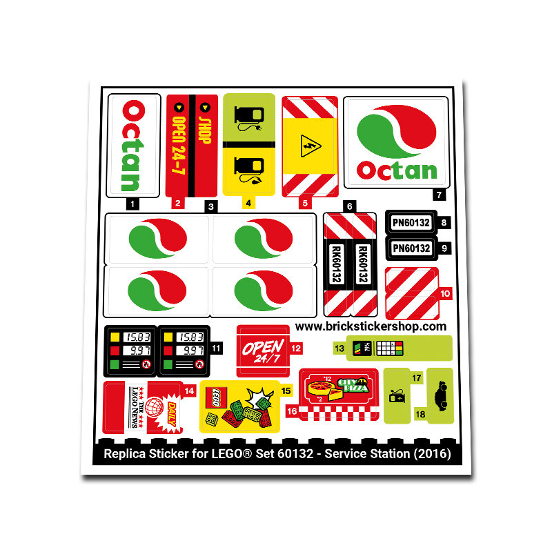 Replica Sticker voor Set 60132 - Service Station