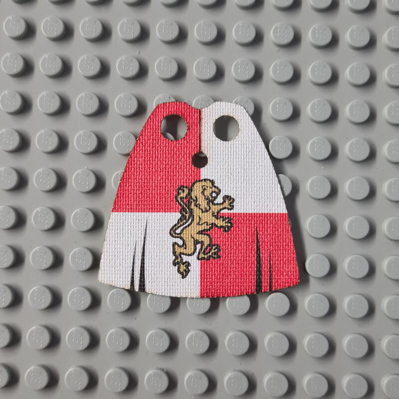 Custom Cloth - Standard Cape with Gold Lion on Red and White Pattern