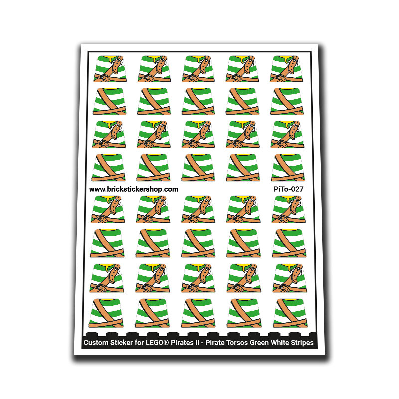 Custom Sticker - Pirates II - Pirate Torsos Green White Stripes