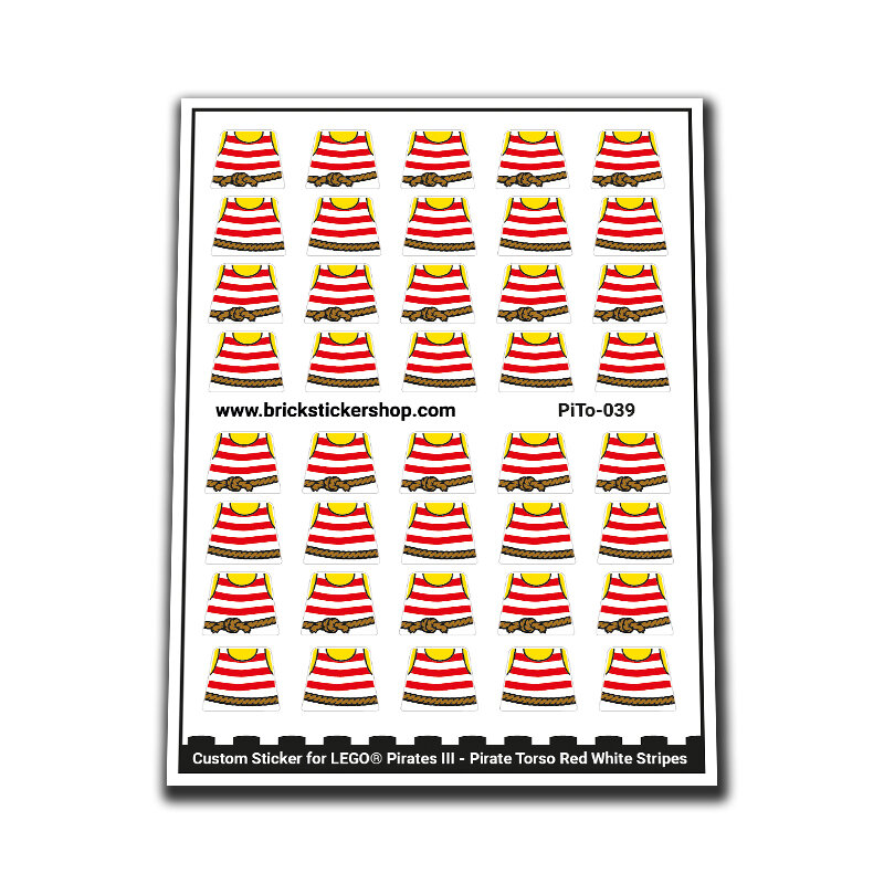 Custom Sticker - Pirates III - Pirate Torsos Red White Stripes