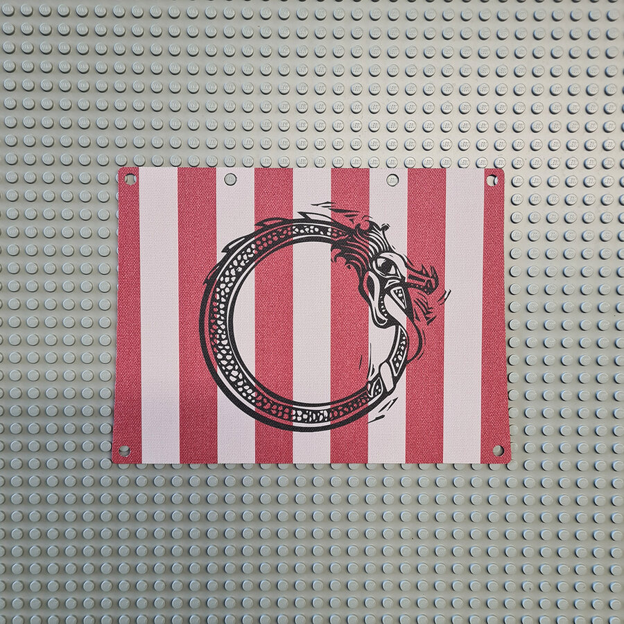 Custom Cloth - Striped Sail for Viking Longship With Round Serpent Emblem by Jonas Kramm