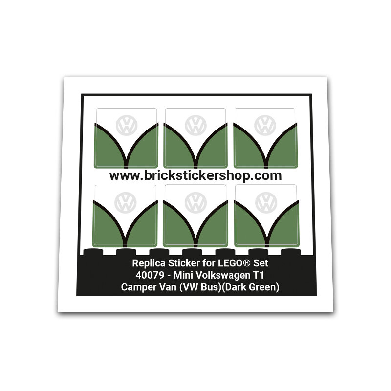 Replica Sticker voor Set 40079 - Mini Volkswagen T1 Camper Bus (VW Bus - Dark Green Version))