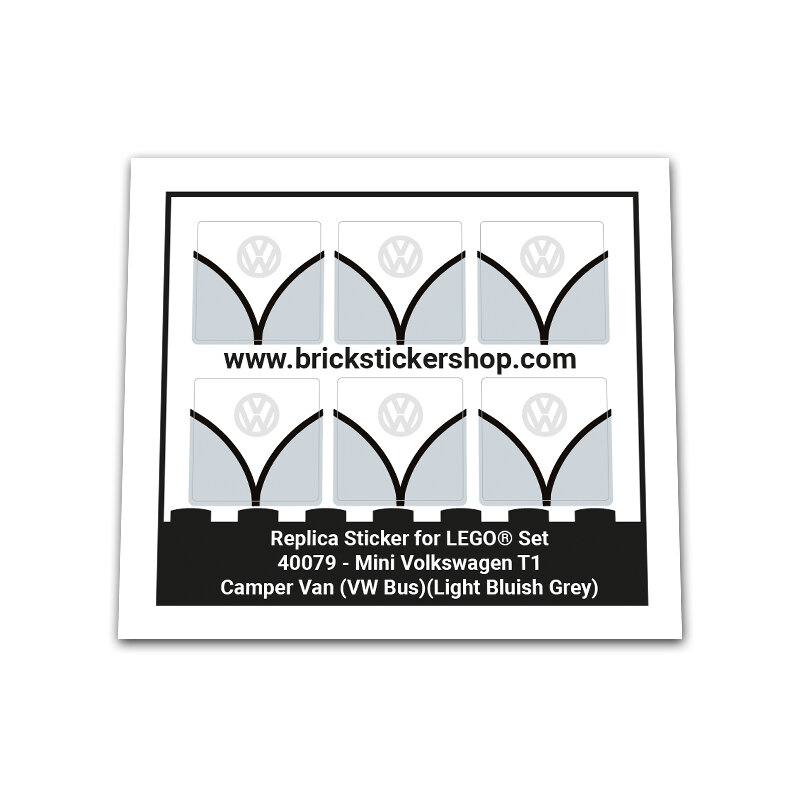 Replacement Sticker for Set 40079 - Mini Volkswagen T1 Camper Bus (VW Bus - Light Bluish Gray Version)