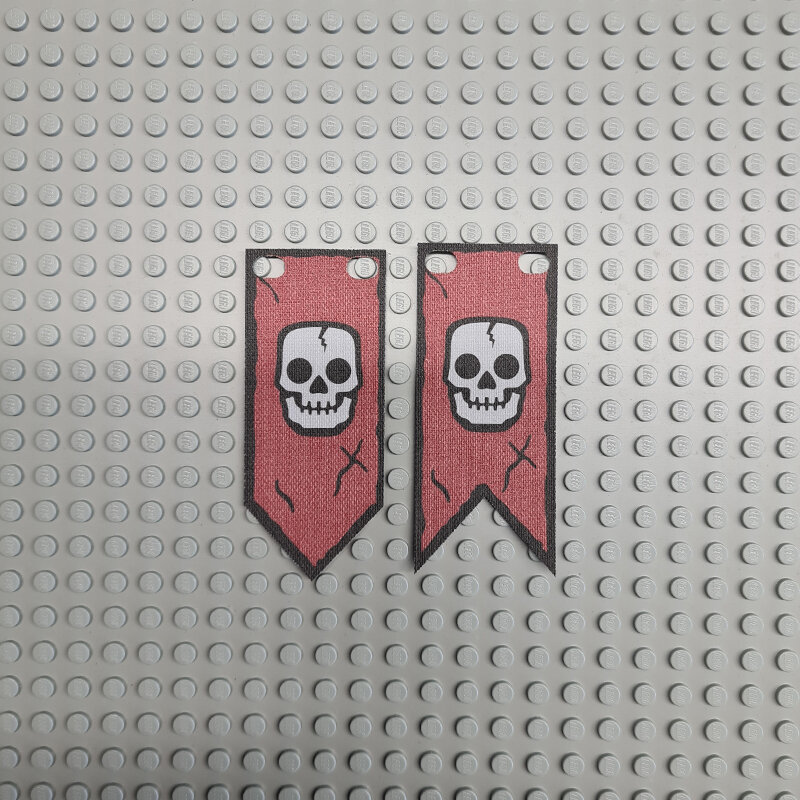 Custom Cloth - Banner with Skull Head on Dark Red