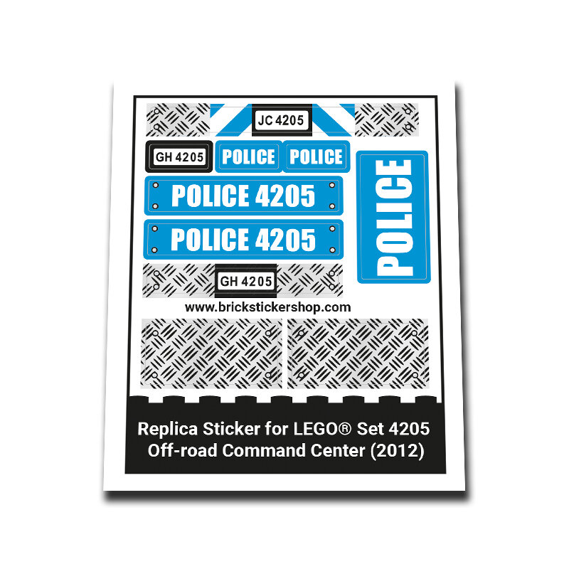 Replacement Sticker for Set 4205 Off road Command Center BrickStickerShop