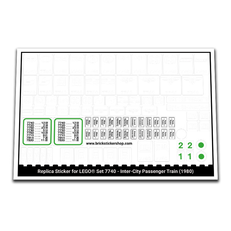 Replacement Sticker for Set 7740 - Inter-City Passenger Train