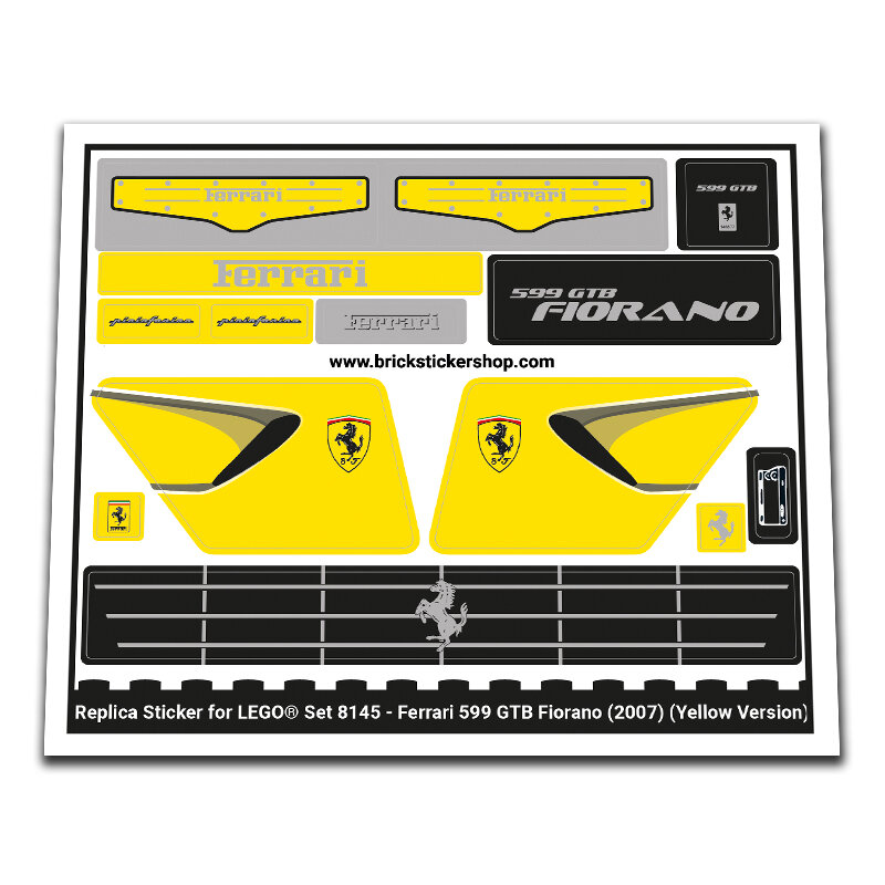 Replacement Sticker for Set 8145 - Ferrari 599 GTB Fiorano (Yellow)