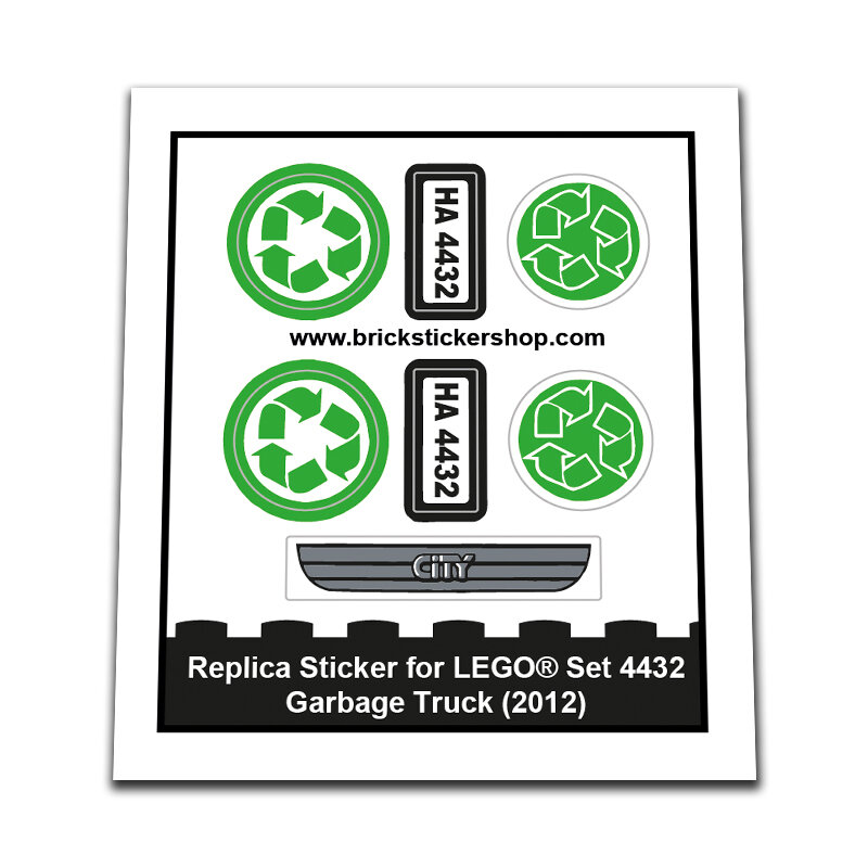 Replica Sticker voor Set 4432 - Garbage Truck