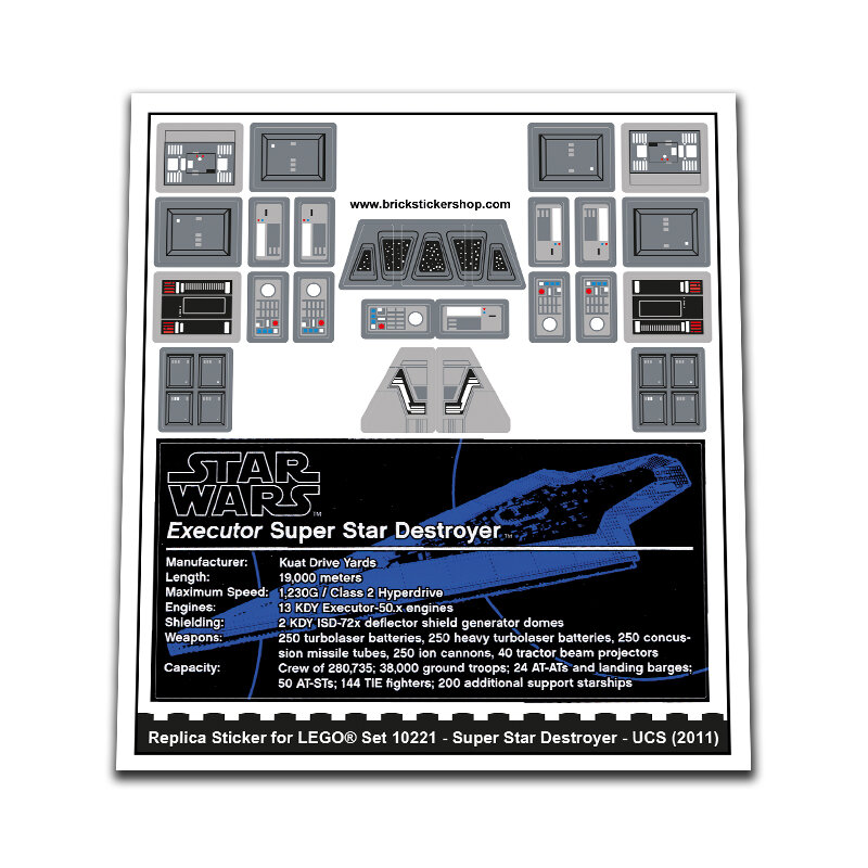 Replacement Sticker for Set 10221 - Super Star Destroyer (UCS)