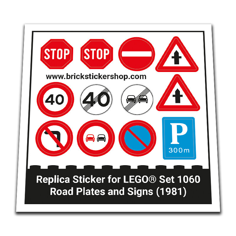 Replica Sticker voor Set 1060 - Road Plates and Signs