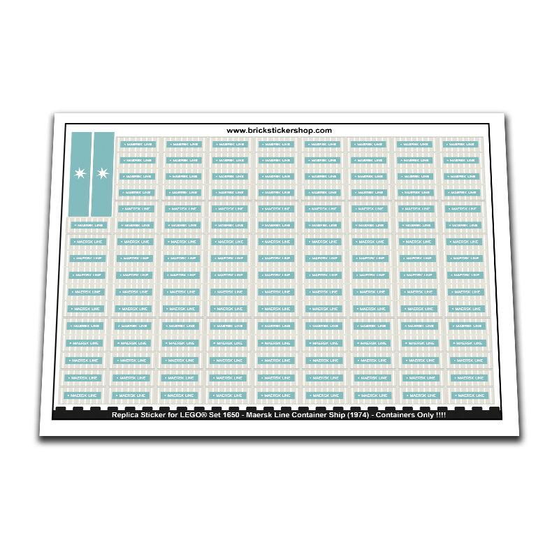 Replacement Sticker for Set 1650 - Maersk Line Container Ship (Containers)