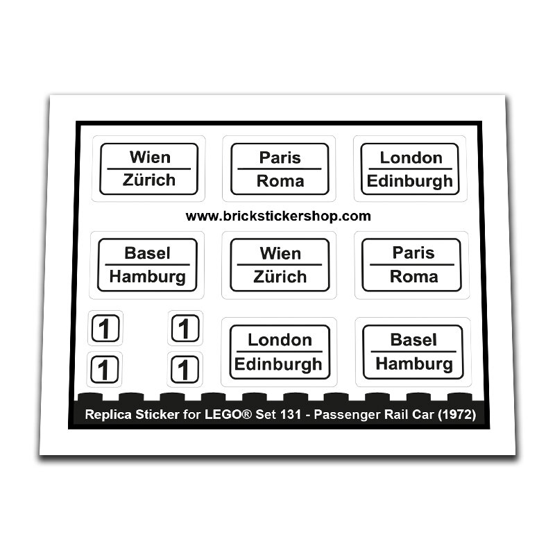 Replacement Sticker for Set 131 - Passenger Rail Car