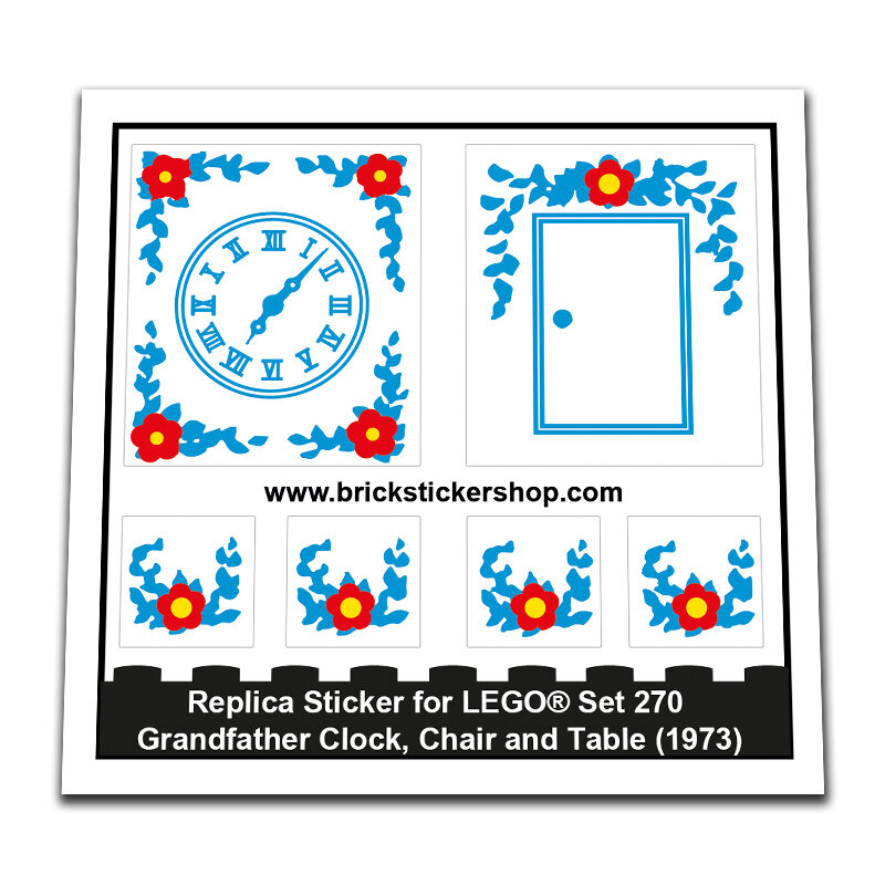 Replica Sticker voor Set 270 - Grandfather Clock, Chair and Table