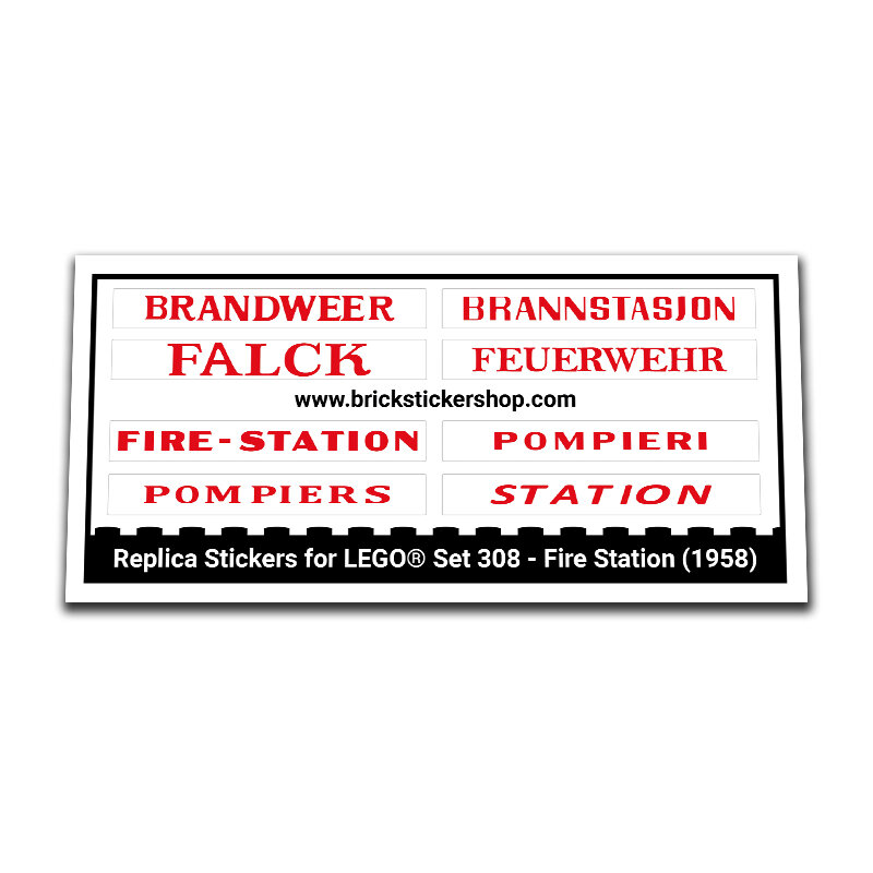 Replacement Sticker for Set 308 - Fire Station