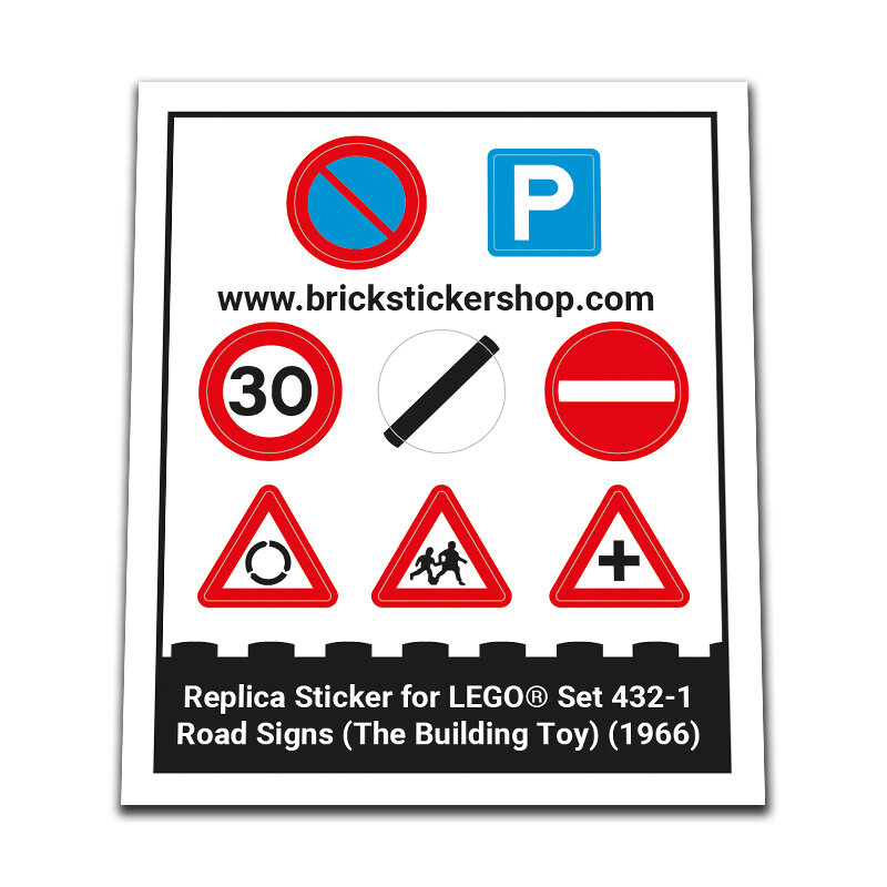 Replacement Sticker for Set 432-1 - Road Signs (The Building Toy)