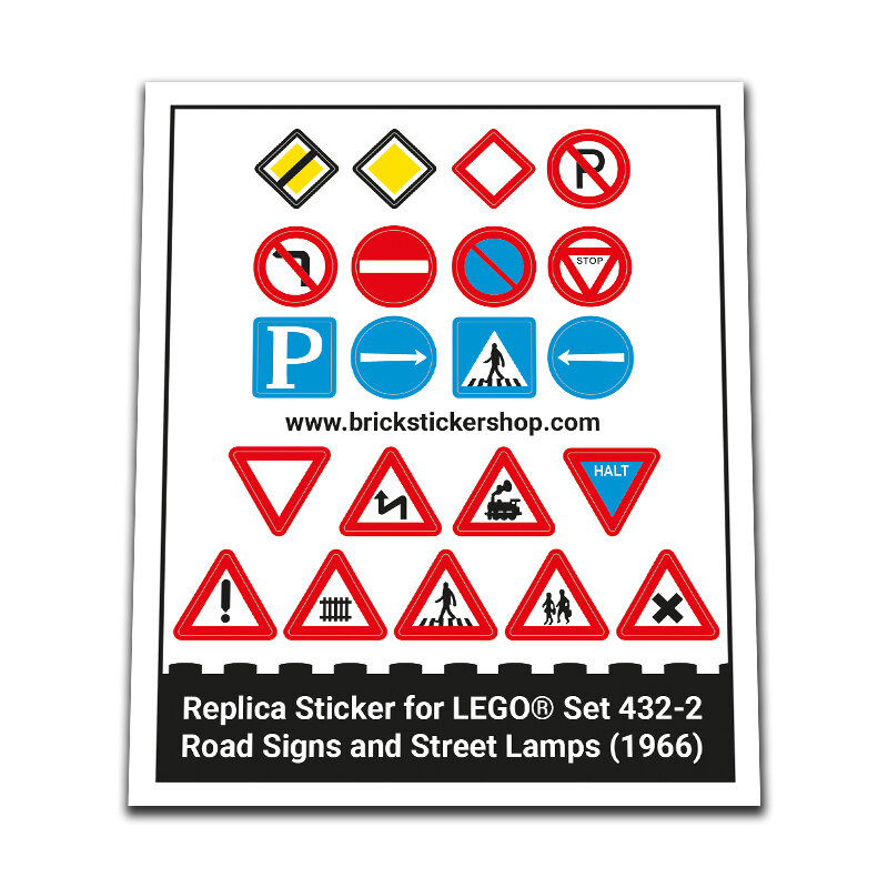 Replacement Sticker for Set 432-2 - Road Signs and Street Lamps