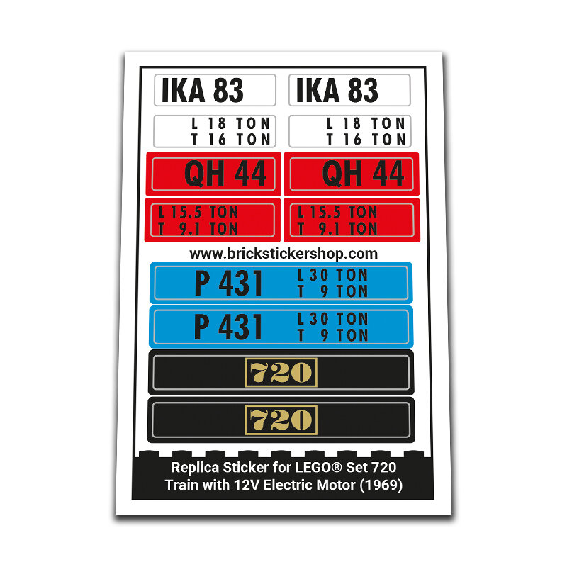 Replacement Sticker for Set 720 - Train with 12V Electric Motor