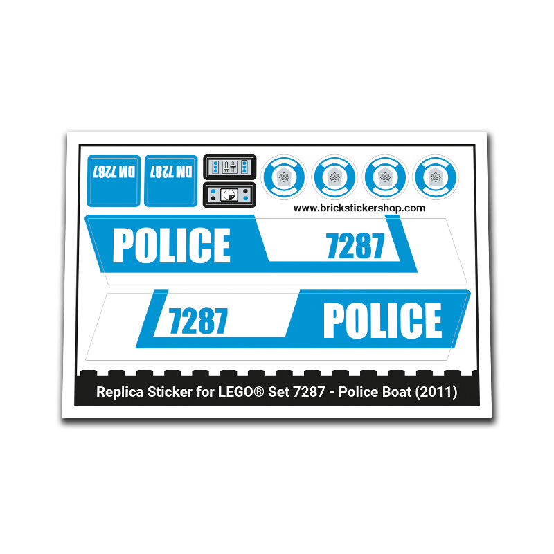 Replica Sticker voor Set 7287 - Police Boat