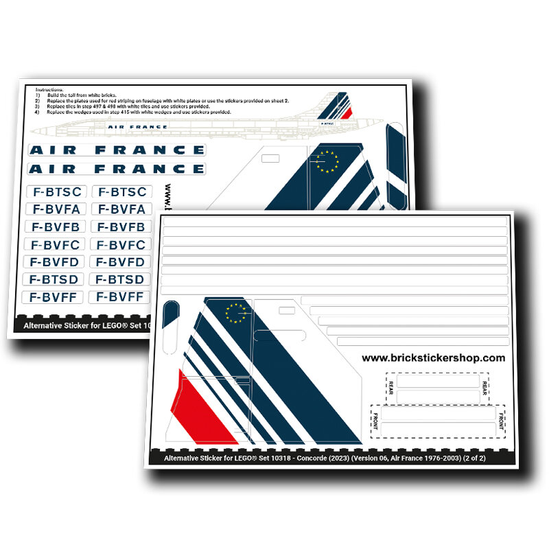 Alternative Sticker for Set 10318 - Concorde (Version 06, Air France - 1976-2003)