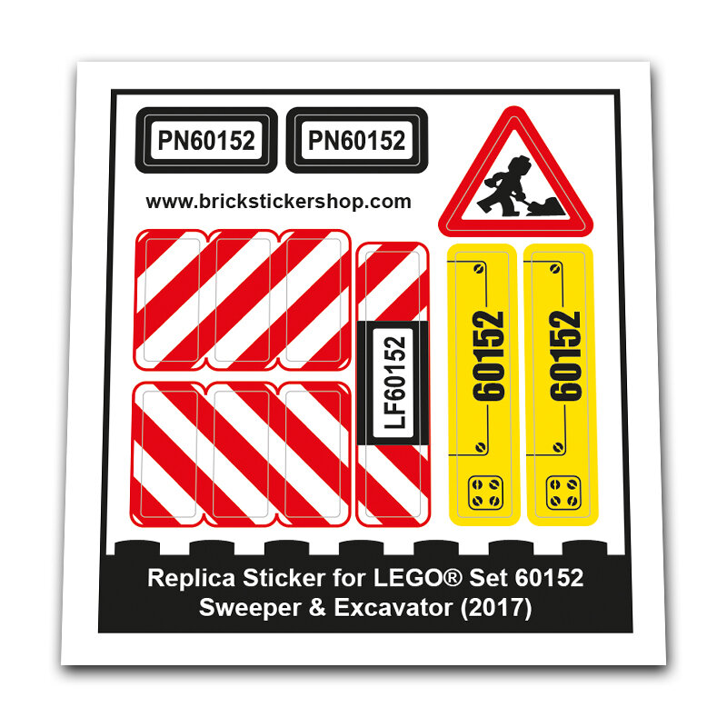 Replica Sticker voor Set 60152 - Sweeper &amp; Excavator