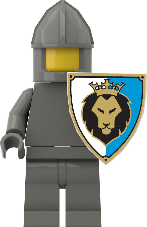 Custom Sticker - Gold Lion Triangular Shields (White-Blue)