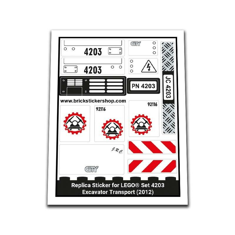 Replica Sticker voor Set 4203 - Excavator Transport