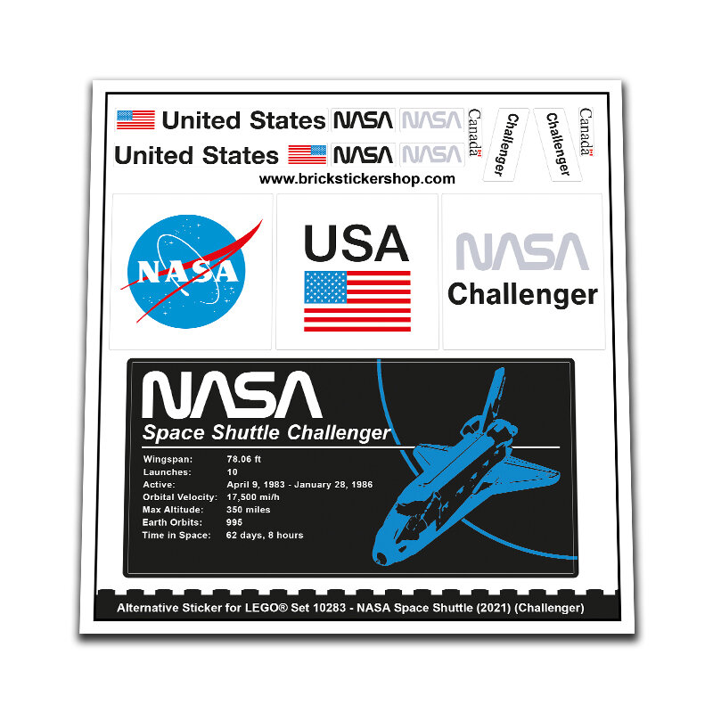 Replica Sticker voor Set 10283 - NASA Space Shuttle Challenger