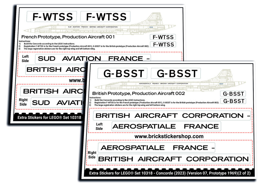 Extra Sticker for Set 10318 - Concorde (Version 07, Prototype, 1969)